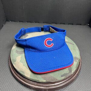 Vintage Chicago Cubs Adjustable Blue & Red Visor Hat With Embroidered Logo